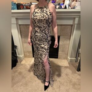 Trixxi Beige and Black Sequin Dress